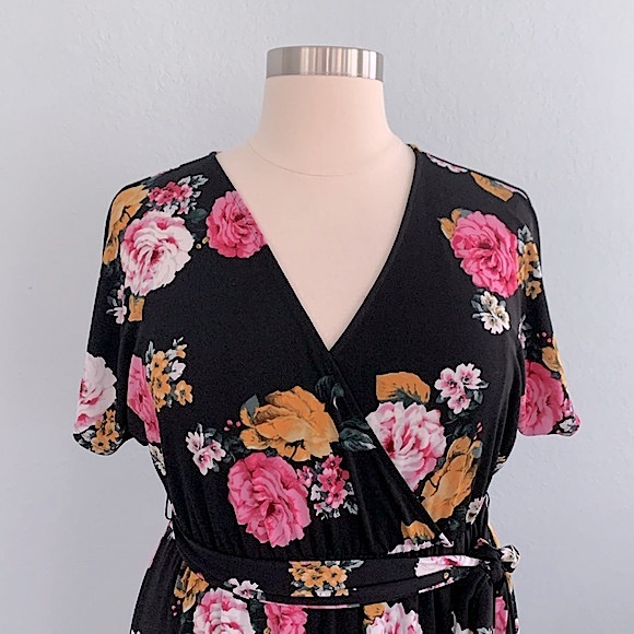 Torrid Floral Stretch Crepe Faux Wrap Dress - Picture 6 of 16